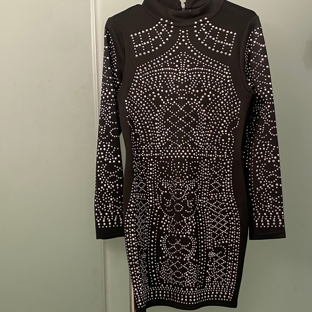 Elegant Black Studded Dress